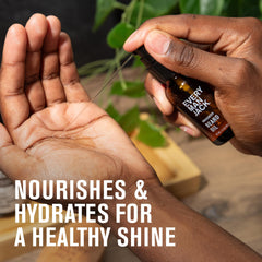 Every Man Jack beard oil vanilla cedar amber glass bottle with natural ingredients cue.