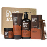 Every Man Jack Beard Wash bottle with aged bourbon scent for a refreshing cleanse.