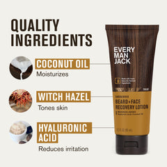 Coconut oil and witch hazel in Every Man Jack formula.
