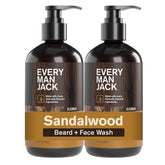 Lavado para barba Every Man Jack Sandalwood, botella frontal limpia la barba