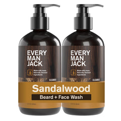 Lavado para barba Every Man Jack Sandalwood, botella frontal limpia la barba