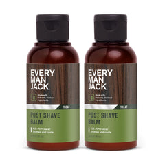 Every Man Jack Post Shave Balm bottle showing cooling menthol and soothing formula.