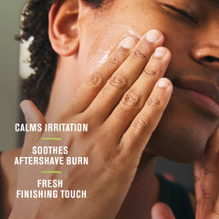 Close-up of Every Man Jack balm menthol cooling on skin after shaving.