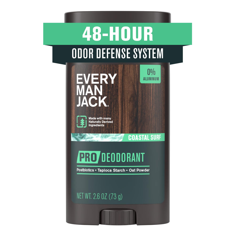 Every Man Jack Pro Deodorant Coastal Surf bottle showing fresh scent and long-lasting protection.