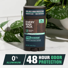 Every Man Jack Pro Deodorant Coastal Surf label highlights aluminum-free formula for clean wear.