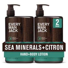 Every Man Jack Sea Minerals + Citron lotion bottle showing ocean-inspired hydration.