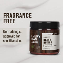 Every Man Jack unscented beard butter hands-application showing softening and tame of unruly beard