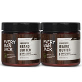 Every Man Jack unscented beard butter jar close-up for hydration and easy styling