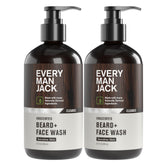 Every Man Jack unscented beard and face wash two-pack bottle for sensitive skin