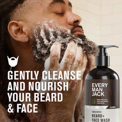 Unscented beard and face wash close-up with rich lather