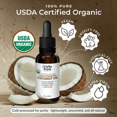 Everyday Beauty coconut oil dropper for precise, mess-free application.