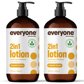 Everyone 2in1 lotion bottle front with coconut-lemon aroma for nourishing hands and body.