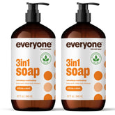 Everyone 3in1 Citrus and Mint bottle in a bright bathroom, eco-friendly packaging.