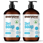 Everyone 3-in-1 Soap bottle pour for quick, all-in-one cleansing.