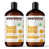 Everyone liquid hand soap refill bottles front view showing Meyer Lemon and Mandarin scent