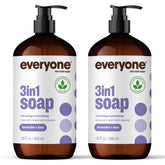 Everyone 3-en-1 jabón lavanda aloe en dos botellas para uso diario