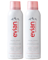 Evian Facial Spray bottle closeup for refreshing skin throughout the day.