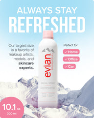 Evian fine-mist spritz on face for refreshing hydration