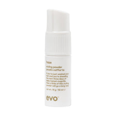 EVO Haze bottle front view showing portable volumizing powder for quick lift and texture on the go.