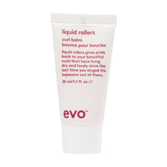 EVO Liquid Rollers Curl Defining Balm bottle for travel-friendly styling on the go