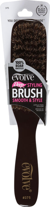 Evolve Boar Deep Styling Brush closeup shows boar bristles for smooth styling and scalp stimulation
