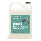 EVOLVED BY NATURE liquid hand soap refill bottle showcasing rosemary lemon scent for sustainable care.