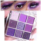 evpct 9 colors purple glitter eyeshadow palette in closed case, ready for bold day-to-night looks.