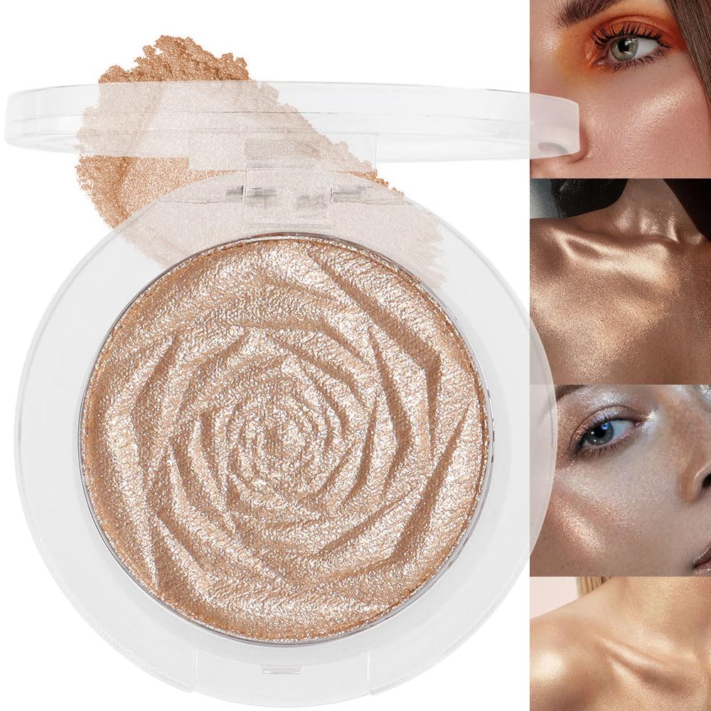 evpct Champagne Gold Face Highlighter Palette brightens cheeks with luminous glow.