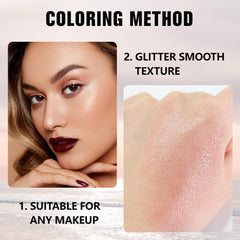 evpct Dusty Pink Champagne palette pan closeup reveals creamy texture and shimmer.