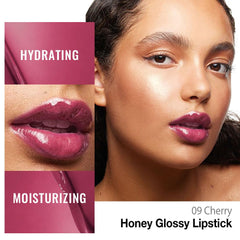 evpct Honey tinted lip balm applying color with moisturizing benefits.