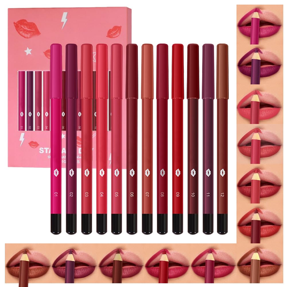 Evpct lapiz delineador labios 12 colores para definir y perfilar con precisión