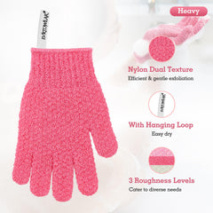 Evridwear exfoliating glove in the shower for smoother skin.