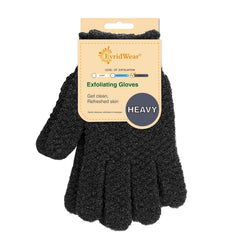 Guantes exfoliantes Evridwear de textura dual en negro para exfoliar y suavizar la piel