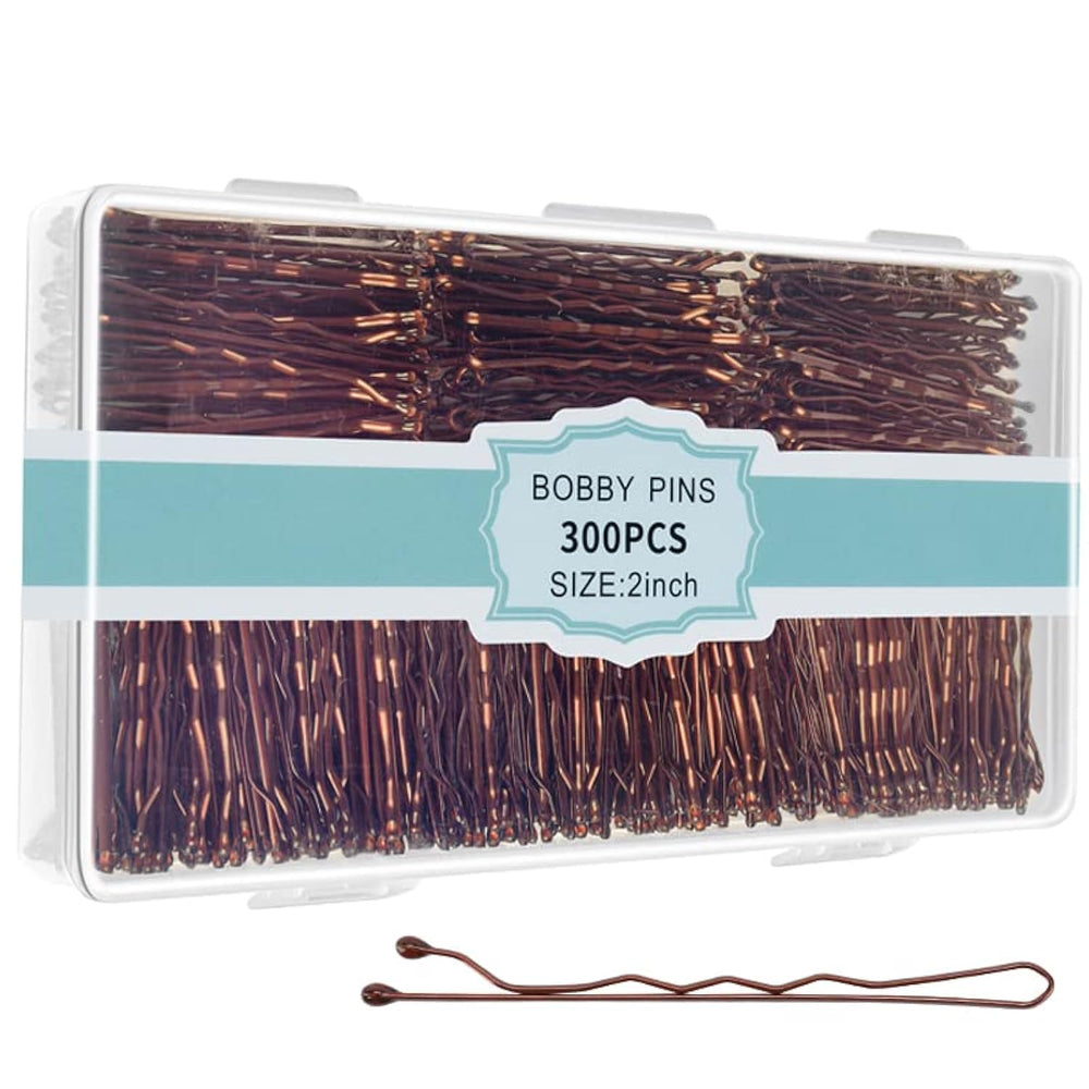 EWAGOA brown bobby pins with storage box for travel and organization.
