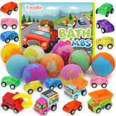 Excalla bombas de baño para niños con coche dentro, burbujas abundantes y aroma suave.