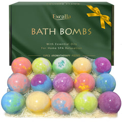 Excalla bombas-de-bano-set-regalo-15-piezas: fragancias relajantes para una experiencia spa en casa.