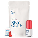 Existing Beauty Sky Glue S+ bottle front view with deep black lash adhesive