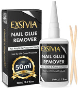EXSIVIA Nail Glue Remover bottle with precision tip for mess-free removal.