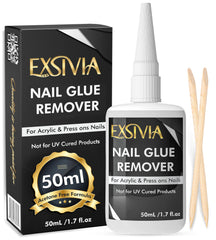EXSIVIA Nail Glue Remover bottle with precision tip for mess-free removal.