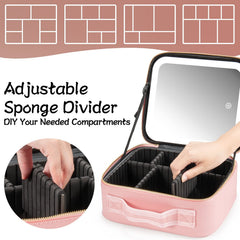 Waterproof synthetic leather exterior protects cosmetics during travel
