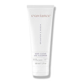 EXUVIANCE deep-clean foaming cleanser bottle shows a soap-free formula for makeup removal and refreshing skin.