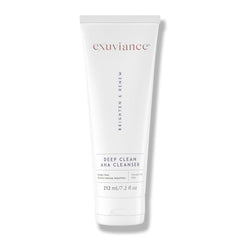 EXUVIANCE deep-clean foaming cleanser bottle shows a soap-free formula for makeup removal and refreshing skin.