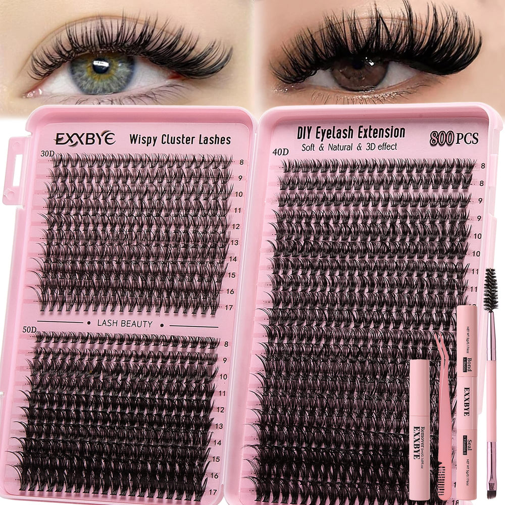 EXXBYE wispy lash clusters 800pcs pack for versatile looks