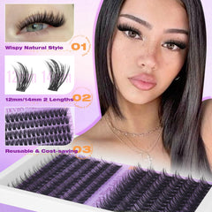 EYDEVRO wispy lash clusters 14mm, soft and seamless for subtle volume.