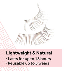 Reusable Eylure Naturals No. 020 lashes ready to wear up to five times.