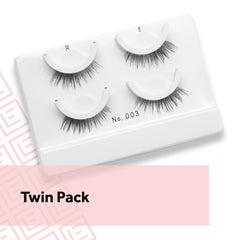 Eylure No. 003 pre-glued band creates built-in liner look for easy wear.