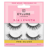 Eylure No.117 pre-glued wispy lashes on lash line for a quick dramatic look.