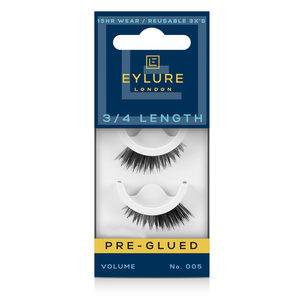 Eylure No.005 press-on lashes close-up showing dramatic 3/4 length