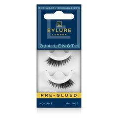 Eylure No.005 press-on lashes close-up showing dramatic 3/4 length