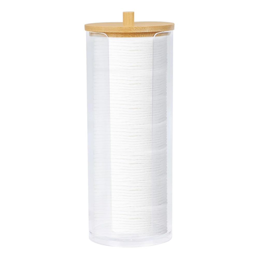 Eyxformula cotton round holder front view shows elegant vanity organization